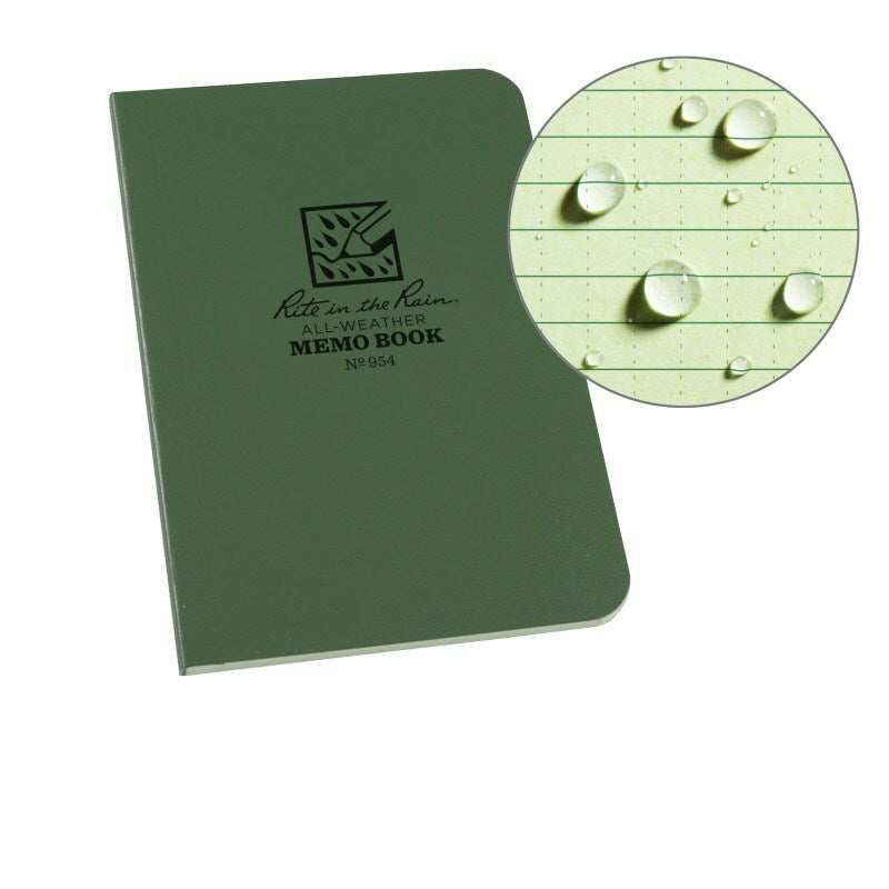 Rite In The Rain Waterproof Tactical Memo Book 954 3.5" x 5" - Olive Green