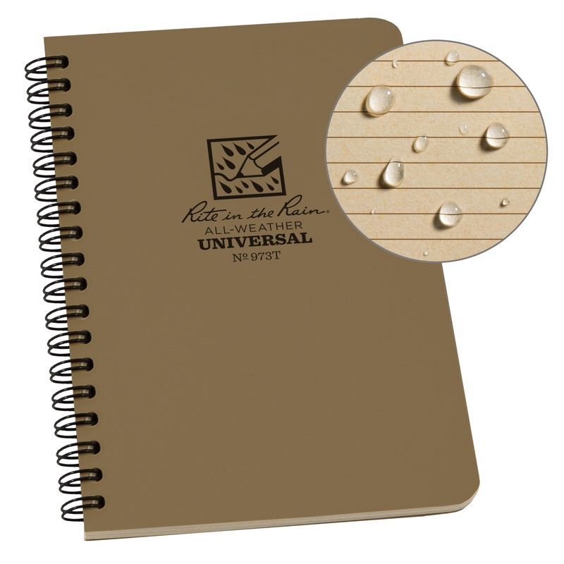 Rite In The Rain Waterproof Side-Spiral Notebook 973T - Coyote Tan