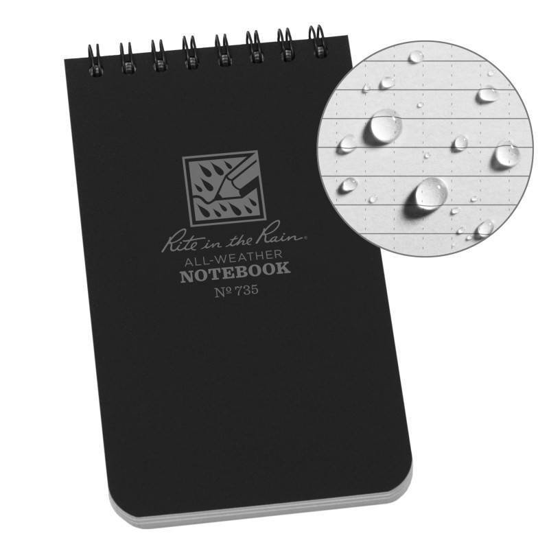 Rite In The Rain Waterproof Notebook 735 Tactical 3" x 5" - Black