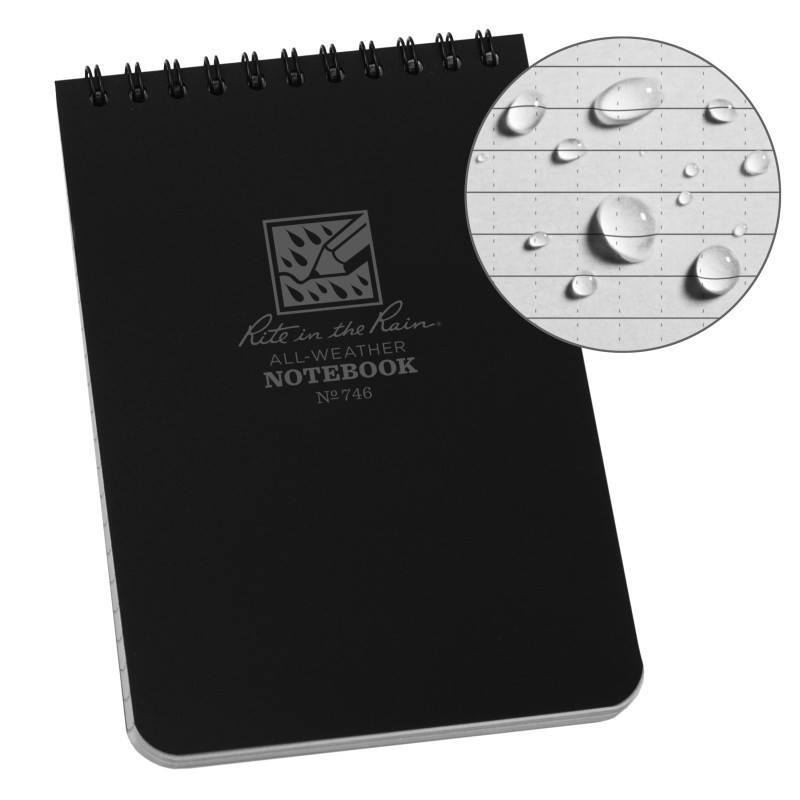 Rite In The Rain Waterproof Notebook 746 Tactical 4" x 6" - Black