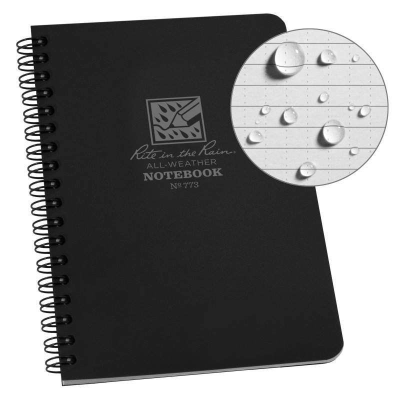 Rite In The Rain Waterproof Side-Spiral Notebook 773 - Black