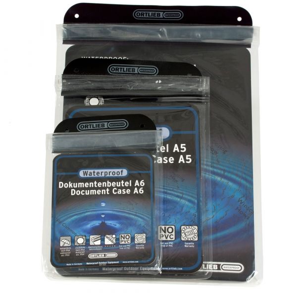 Range of 3 different sized waterproof document cases